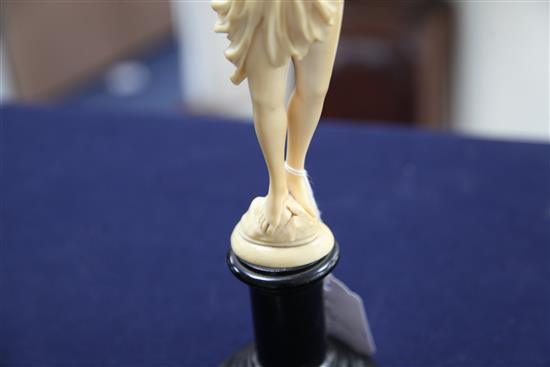 A 19th century French Dieppe ivory carving of Venus and Cupid, Overall H.13.25in.